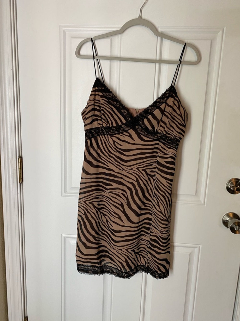 Princess Polly Zebra-Print Slip Dress - Brown/Black